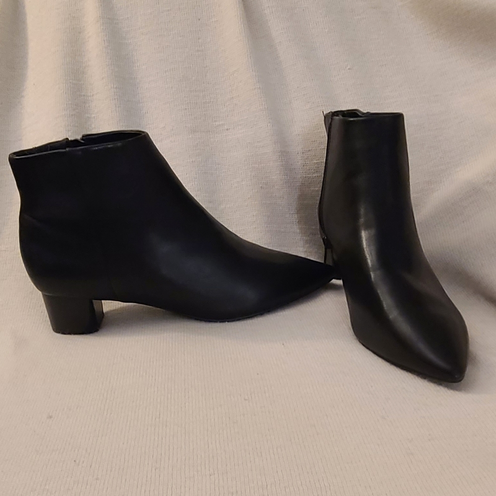 Classic Black Pointed Toe Ankle Boots - Women's